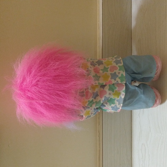 Vintage 1991 Pink Haired Magic Troll with Bonus Mini Magic Troll & 2 Keychains - Picture 5 of 6